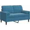 Dvivietė sofa su pagalvėlėmis, mėlynos spalvos, 120cm, aksomas