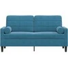 Dvivietė sofa su pagalvėlėmis, mėlynos spalvos, 140cm, aksomas