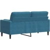 Dvivietė sofa su pagalvėlėmis, mėlynos spalvos, 140cm, aksomas