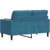 Dvivietė sofa su pagalvėlėmis, mėlynos spalvos, 120cm, aksomas