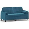Dvivietė sofa su pagalvėlėmis, mėlynos spalvos, 140cm, aksomas