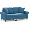 Dvivietė sofa su pagalvėlėmis, mėlynos spalvos, 140cm, aksomas