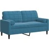 Dvivietė sofa su pagalvėlėmis, mėlynos spalvos, 140cm, aksomas