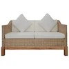 Dvivietė sofa su pagalvėlėmis, natūralus ratanas