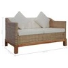 Dvivietė sofa su pagalvėlėmis, natūralus ratanas
