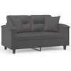Dvivietė sofa su pagalvėlėmis, pilka, 120cm, dirbtinė oda
