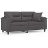 Dvivietė sofa su pagalvėlėmis, pilka, 140cm, dirbtinė oda