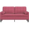 Dvivietė sofa su pagalvėlėmis, raudonojo vyno, 140cm, aksomas