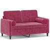 Dvivietė sofa su pagalvėlėmis, raudonojo vyno, 120cm, aksomas