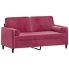 Dvivietė sofa su pagalvėlėmis, raudonojo vyno, 140cm, aksomas