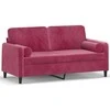 Dvivietė sofa su pagalvėlėmis, raudonojo vyno, 140cm, aksomas