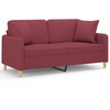 Dvivietė sofa su pagalvėlėmis, raudonojo vyno, 140cm, audinys