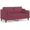 Dvivietė sofa su pagalvėlėmis, raudonojo vyno, 140cm, audinys