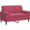 Dvivietė sofa su pagalvėlėmis, raudonojo vyno, 120cm, aksomas