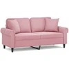 Dvivietė sofa su pagalvėlėmis, rožinės spalvos, 140cm, aksomas