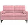 Dvivietė sofa su pagalvėlėmis, rožinės spalvos, 120cm, aksomas