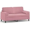 Dvivietė sofa su pagalvėlėmis, rožinės spalvos, 140cm, aksomas