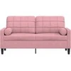 Dvivietė sofa su pagalvėlėmis, rožinės spalvos, 140cm, aksomas