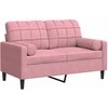 Dvivietė sofa su pagalvėlėmis, rožinės spalvos, 120cm, aksomas