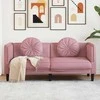 Dvivietė sofa su pagalvėlėmis, rožinės spalvos, aksomas
