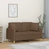 Dvivietė sofa su pagalvėlėmis, rudos spalvos, 120cm, audinys