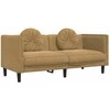 Dvivietė sofa su pagalvėlėmis, ruda, dirbtinė versta oda
