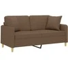 Dvivietė sofa su pagalvėlėmis, rudos spalvos, 140cm, audinys