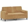 Dvivietė sofa su pagalvėlėmis, rudos spalvos, 140cm, aksomas