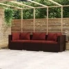 Lauko baldų komplektas Dvivietė sofa su pagalvėlėmis, rudos spalvos, poliratanas