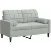 Dvivietė sofa su pagalvėlėmis, šviesiai pilka, 120cm, aksomas