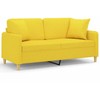 Dvivietė sofa su pagalvėlėmis, šviesiai geltona, 140cm, audinys