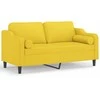 Dvivietė sofa su pagalvėlėmis, šviesiai geltona, 140cm, audinys