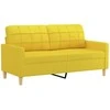 Dvivietė sofa su pagalvėlėmis, šviesiai geltona, 140cm, audinys