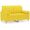 Dvivietė sofa su pagalvėlėmis, šviesiai geltona, 120cm, audinys