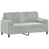 Dvivietė sofa su pagalvėlėmis, šviesiai pilka, 140cm, aksomas