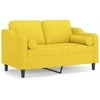 Dvivietė sofa su pagalvėlėmis, šviesiai geltona, 120cm, audinys