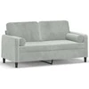 Dvivietė sofa su pagalvėlėmis, šviesiai pilka, 140cm, aksomas