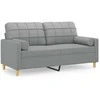 Dvivietė sofa su pagalvėlėmis, šviesiai pilka, 140cm, audinys