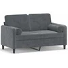 Dvivietė sofa su pagalvėlėmis, tamsiai pilka, 120cm, aksomas