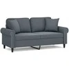 Dvivietė sofa su pagalvėlėmis, tamsiai pilka, 140cm, aksomas
