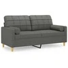 Dvivietė sofa su pagalvėlėmis, tamsiai pilka, 140cm, audinys