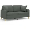 Dvivietė sofa su pagalvėlėmis, tamsiai pilka, 140cm, audinys