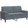 Dvivietė sofa su pagalvėlėmis, tamsiai pilka, 140cm, aksomas