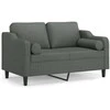 Dvivietė sofa su pagalvėlėmis, tamsiai pilka, 120cm, audinys