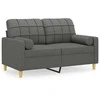 Dvivietė sofa su pagalvėlėmis, tamsiai pilka, 120cm, audinys