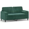 Dvivietė sofa su pagalvėlėmis, tamsiai žalia, 140cm, aksomas