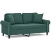 Dvivietė sofa su pagalvėlėmis, tamsiai žalia, 140cm, aksomas