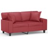 Dvivietė sofa su pagalvėlėmis, vyno, 120cm, dirbtinė oda