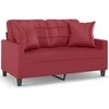 Dvivietė sofa su pagalvėlėmis, vyno, 120cm, dirbtinė oda