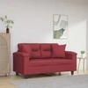 Dvivietė sofa su pagalvėlėmis, vyno, 120cm, dirbtinė oda